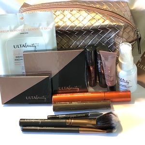 NEW 13 pc ULTA Makeup Bundle Rose Gold Bag Set